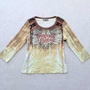 Vanilla Sugar Women's Top Small Brown Leather Lace Ties Horseless Carriage